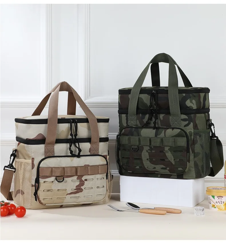 Picnic Bag Outdoor Camouflage Fashion Foreign Style Hot-Selling Lunch Bag Large Capacity Fresh-Keeping Ice Bag Oxford Cloth Lunc