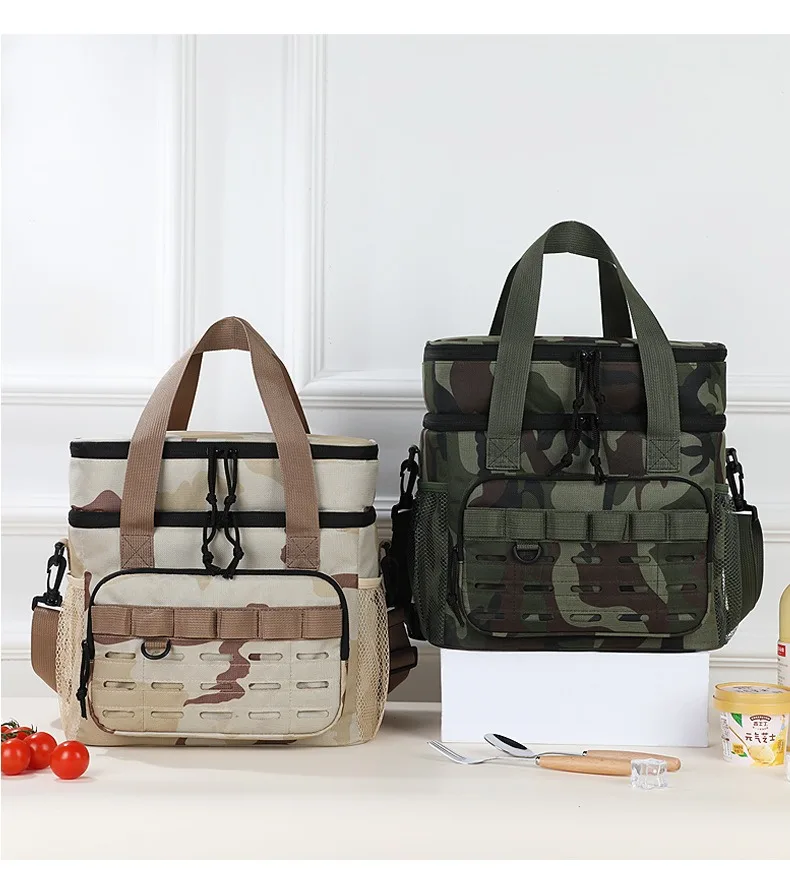 Picnic Bag Outdoor Camouflage Fashion Foreign Style Hot-Selling Lunch Bag Large Capacity Fresh-Keeping Ice Bag Oxford Cloth Lunc
