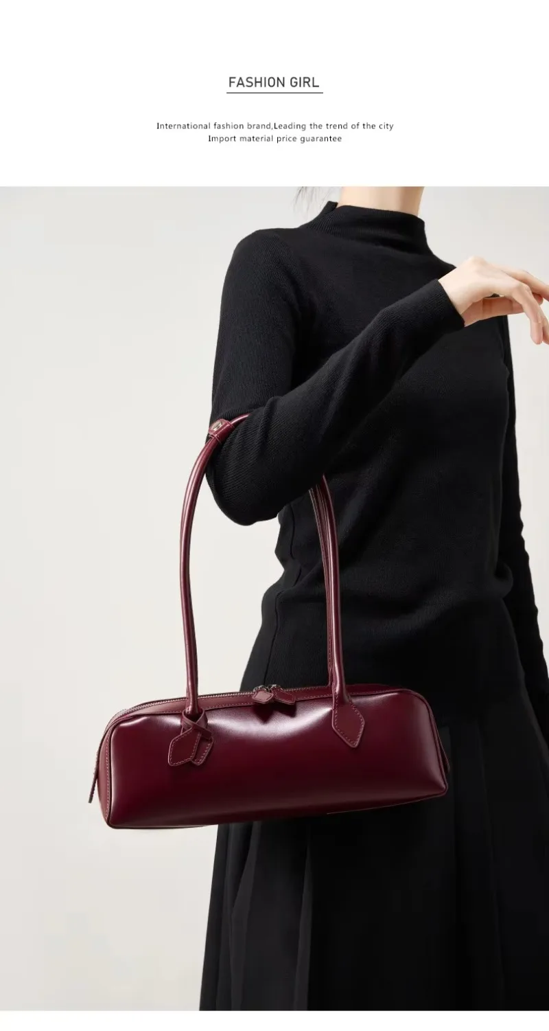 2026 Korean Luxury Bag Vintage Long Shoulder Bag Handbags Ladies Underarm Bag Shopping Bag Genuine Leather Bag Woman Hand Bag