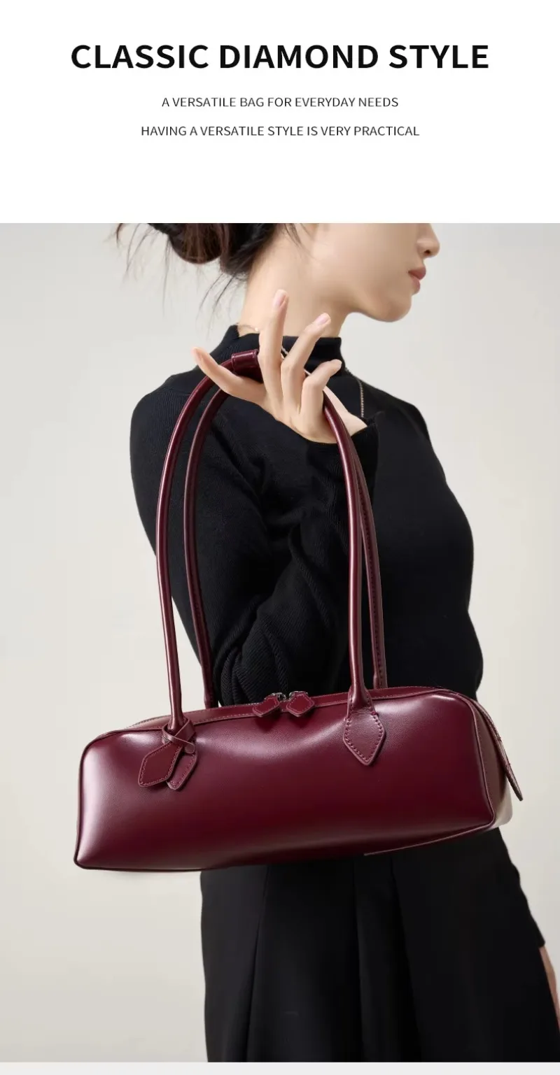 2026 Korean Luxury Bag Vintage Long Shoulder Bag Handbags Ladies Underarm Bag Shopping Bag Genuine Leather Bag Woman Hand Bag