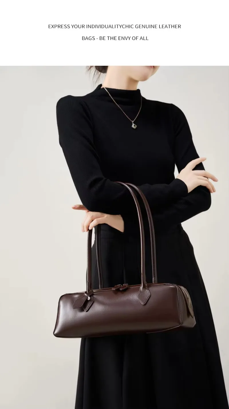 2026 Korean Luxury Bag Vintage Long Shoulder Bag Handbags Ladies Underarm Bag Shopping Bag Genuine Leather Bag Woman Hand Bag