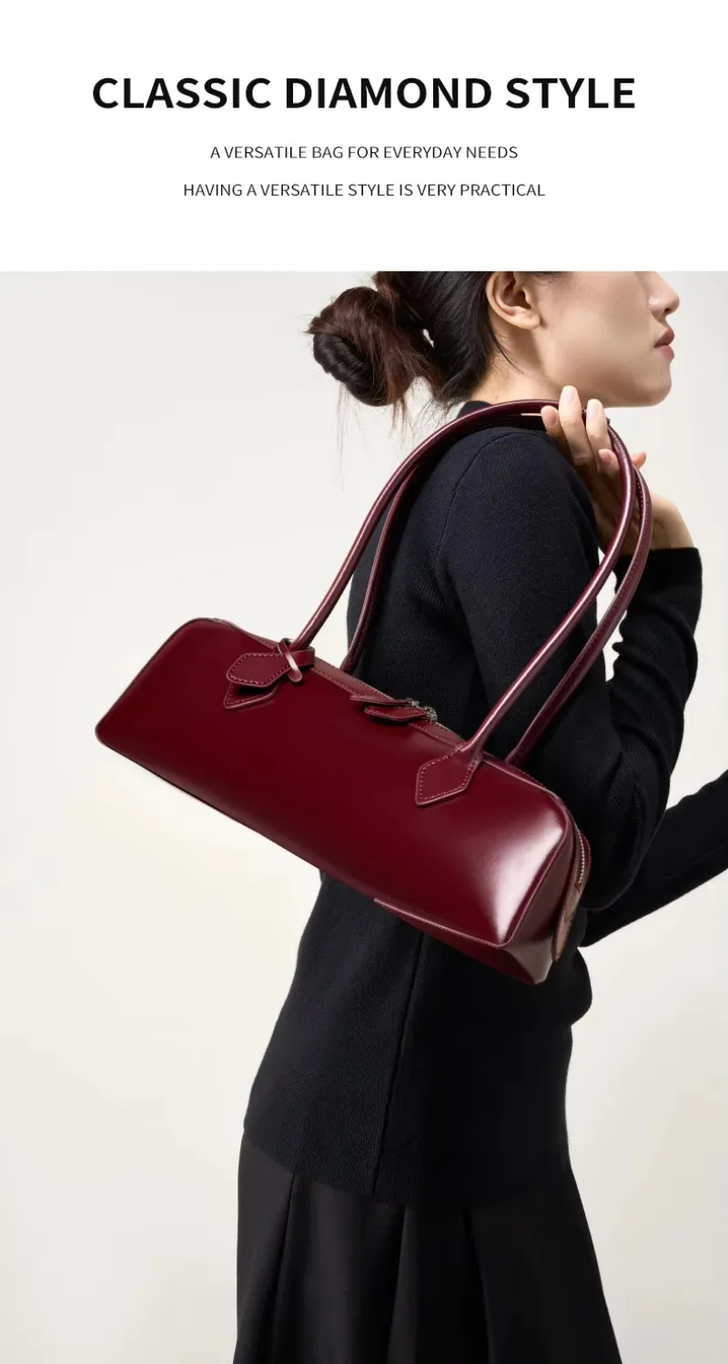 2026 Korean Luxury Bag Vintage Long Shoulder Bag Handbags Ladies Underarm Bag Shopping Bag Genuine Leather Bag Woman Hand Bag