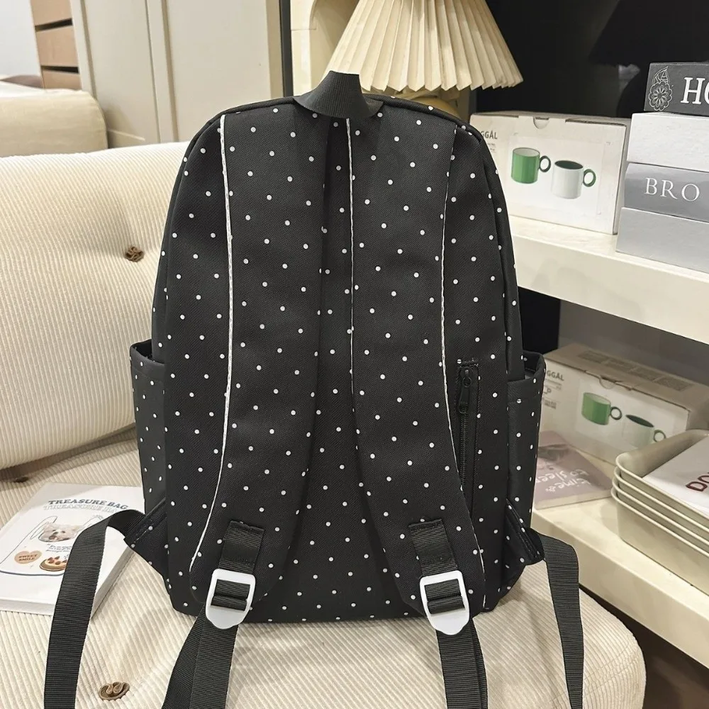 Nylon Polka Dot Print Backpack Preppy Style Cute Large Capacity School Bag Durable Color-blocked Piano Key Backpack Shopping