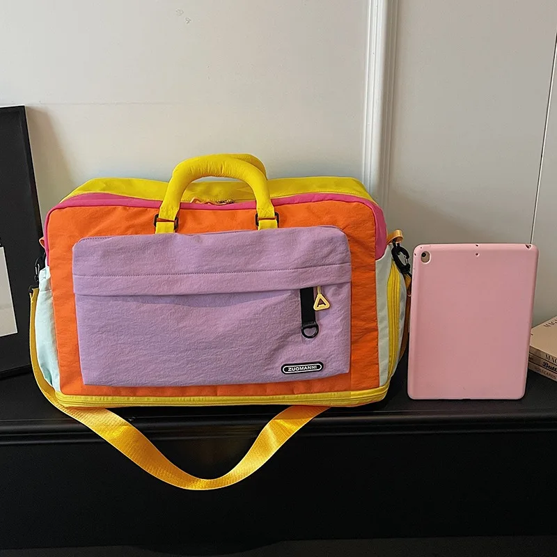Fashion Dopamine Color Travel Duffle Bag, Expandable Weekend Overnight Bag, Ideal for Yoga, Short Trips, Gym, Weekend Getaways