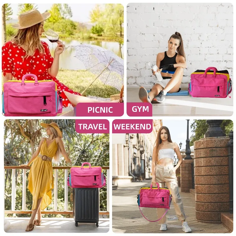 Fashion Dopamine Color Travel Duffle Bag, Expandable Weekend Overnight Bag, Ideal for Yoga, Short Trips, Gym, Weekend Getaways