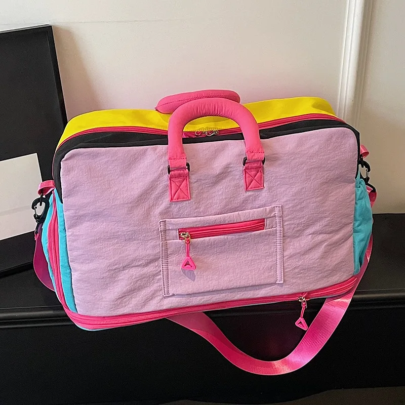 Fashion Dopamine Color Travel Duffle Bag, Expandable Weekend Overnight Bag, Ideal for Yoga, Short Trips, Gym, Weekend Getaways
