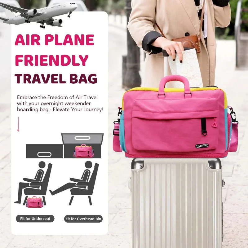 Fashion Dopamine Color Travel Duffle Bag, Expandable Weekend Overnight Bag, Ideal for Yoga, Short Trips, Gym, Weekend Getaways