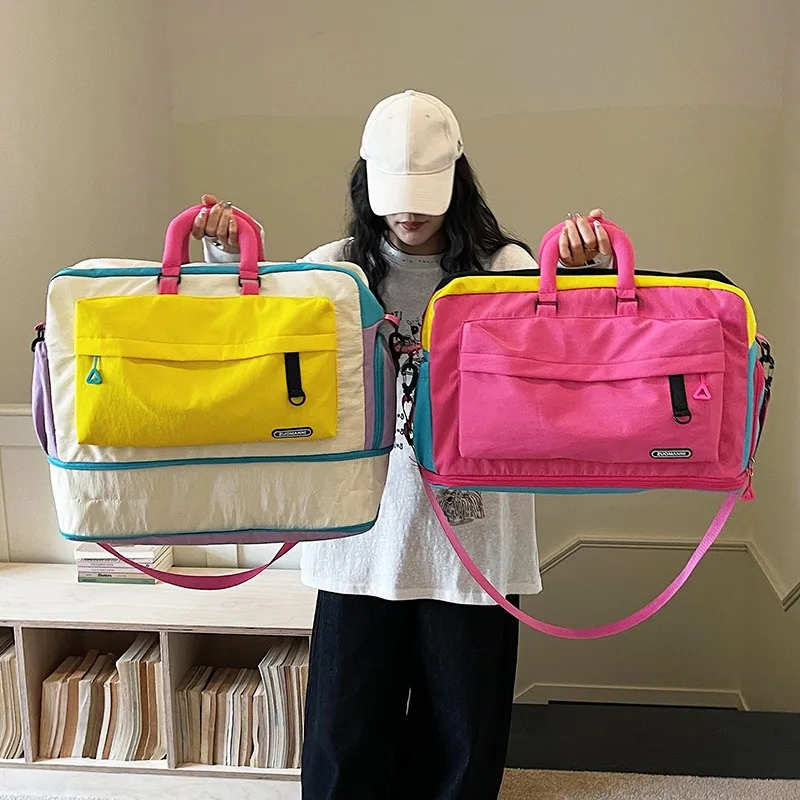 Fashion Dopamine Color Travel Duffle Bag, Expandable Weekend Overnight Bag, Ideal for Yoga, Short Trips, Gym, Weekend Getaways