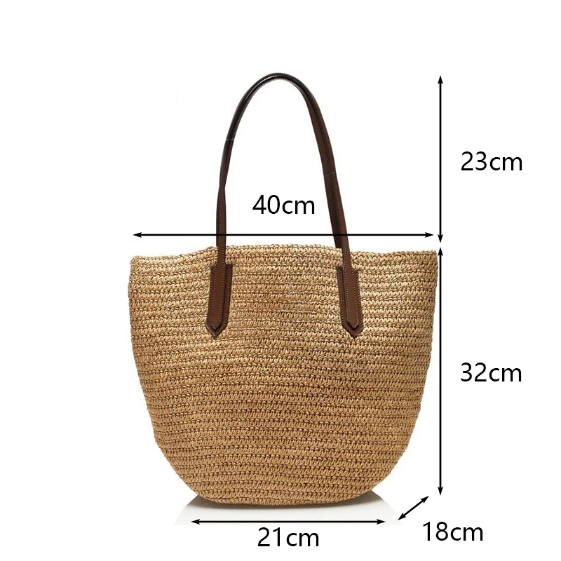 Summer Beach Bags For Women Handmade Rattan Woven Shoulder Bags Large Capacity Straw Bag Bohemian Casual Travel Handbag Totes