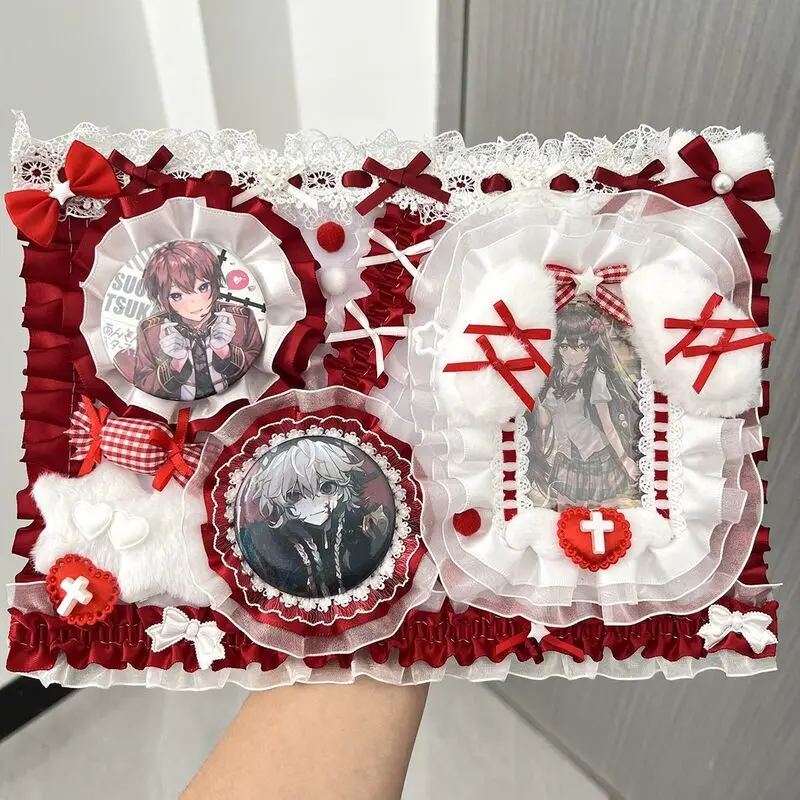 Ita Bag Accessories Anime Badge Card Holder Cute Ribbon Lace Pin Organizer Ita Bag Decorative Insert Board Badge Display Storage