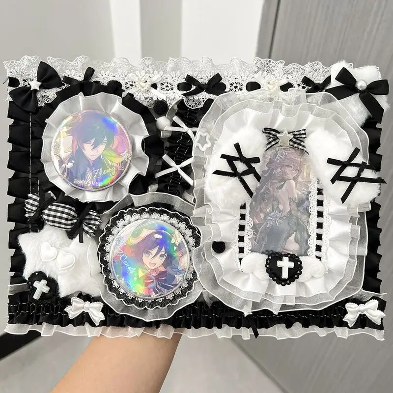 Ita Bag Accessories Anime Badge Card Holder Cute Ribbon Lace Pin Organizer Ita Bag Decorative Insert Board Badge Display Storage