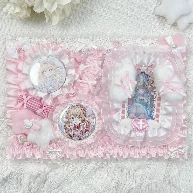 Ita Bag Accessories Anime Badge Card Holder Cute Ribbon Lace Pin Organizer Ita Bag Decorative Insert Board Badge Display Storage