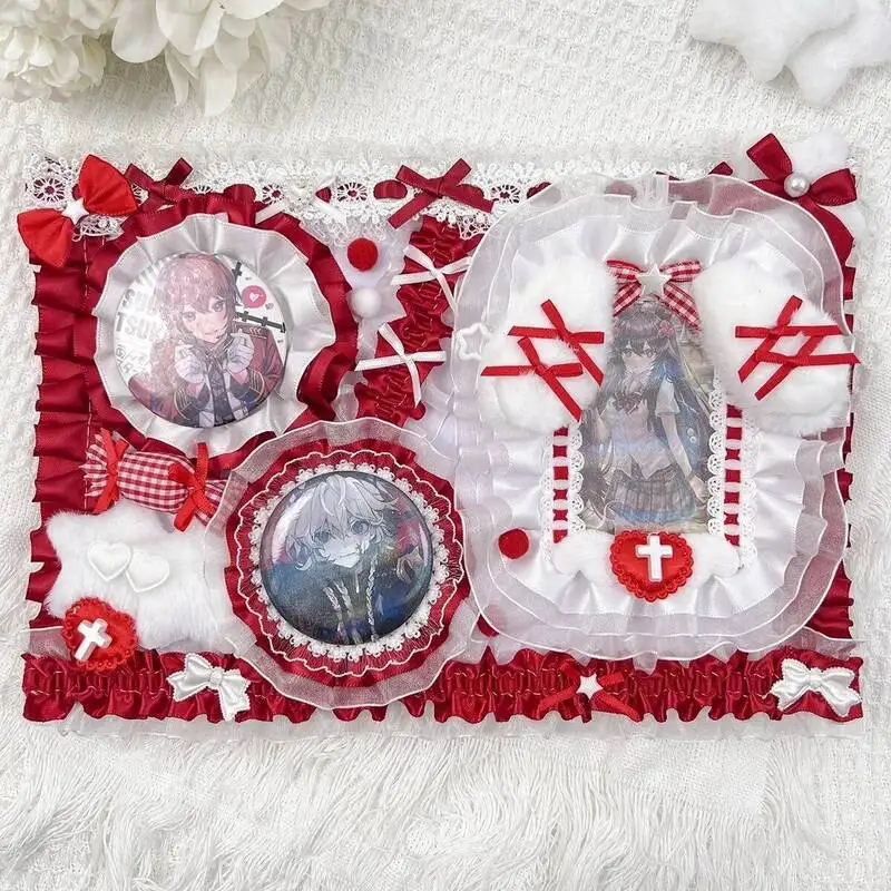 Ita Bag Accessories Anime Badge Card Holder Cute Ribbon Lace Pin Organizer Ita Bag Decorative Insert Board Badge Display Storage