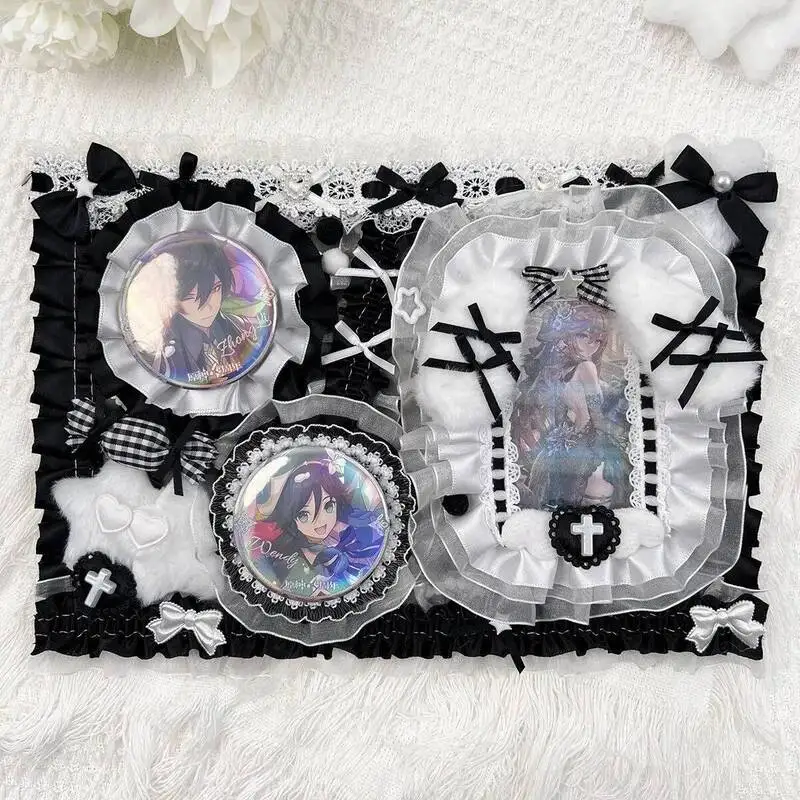 Ita Bag Accessories Anime Badge Card Holder Cute Ribbon Lace Pin Organizer Ita Bag Decorative Insert Board Badge Display Storage