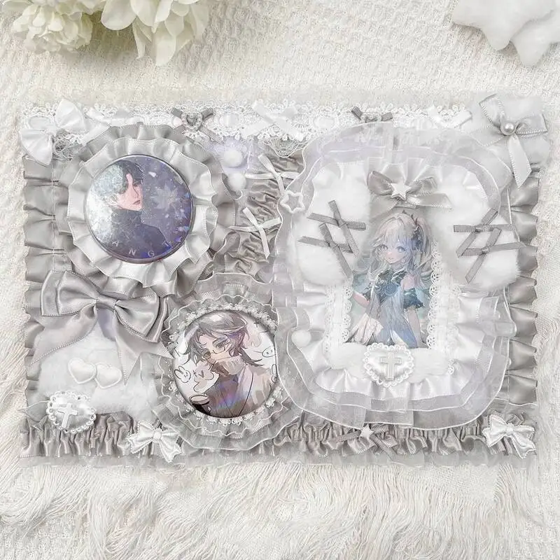 Ita Bag Accessories Anime Badge Card Holder Cute Ribbon Lace Pin Organizer Ita Bag Decorative Insert Board Badge Display Storage