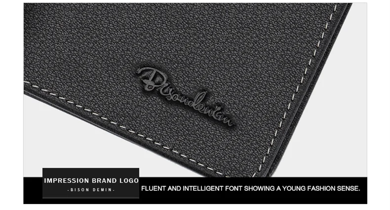 BISON DENIM Black Purse For Men Genuine Leather Men's Wallets Thin Male Wallet Card Holder Cowskin Soft Mini Purses N4429