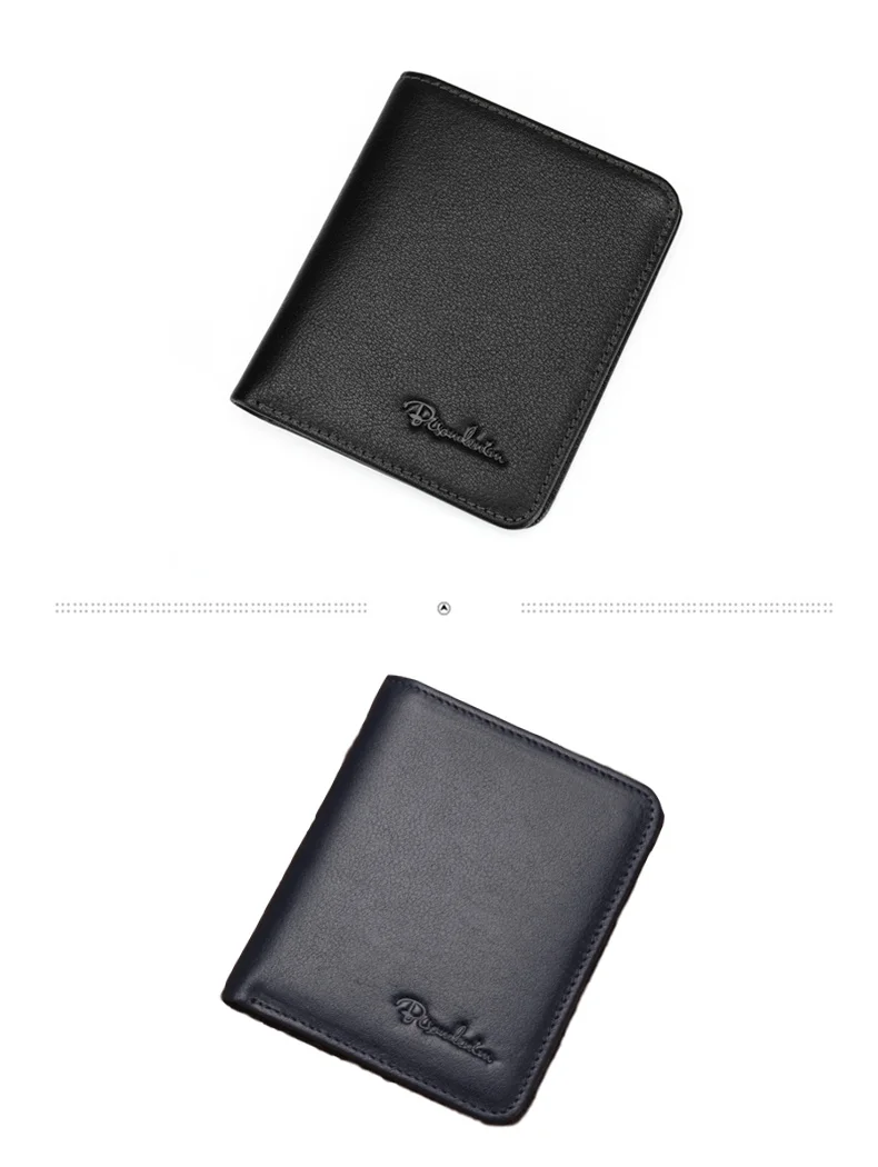 BISON DENIM Black Purse For Men Genuine Leather Men's Wallets Thin Male Wallet Card Holder Cowskin Soft Mini Purses N4429