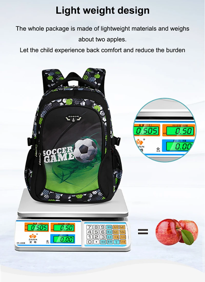 Top Quality Orthopedic Boys School Bags Football Pattern Backpacks Children Kids Satchels Boys Shoulder School Bag Kids Packsack