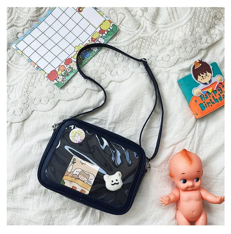 Japanese High School Girls Crossbody Bags PU JK Handbags Transparent Itabag Women New ita bags Leather Shoulder Bag Bolso