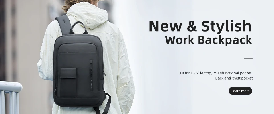 HK Slim Backpack For Men 15.6 Inch Laptop Bags Waterproof Minimalist Business Backpack With USB Charging Casual Travel Work Bag