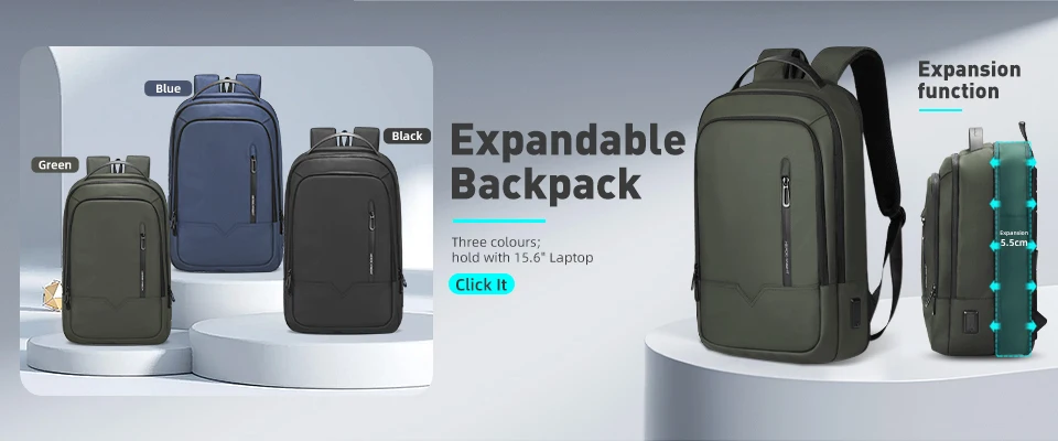 HK Slim Backpack For Men 15.6 Inch Laptop Bags Waterproof Minimalist Business Backpack With USB Charging Casual Travel Work Bag