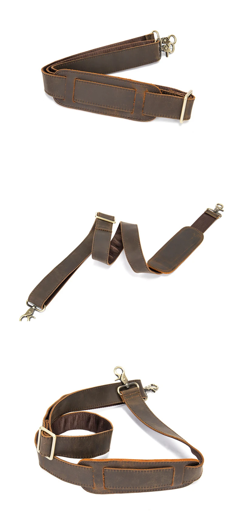 High Quality Crazy Horse Leather Shoulder Strap Genuine Leather Straps For Travel Bag Briefcase Bag Strap for Handbags