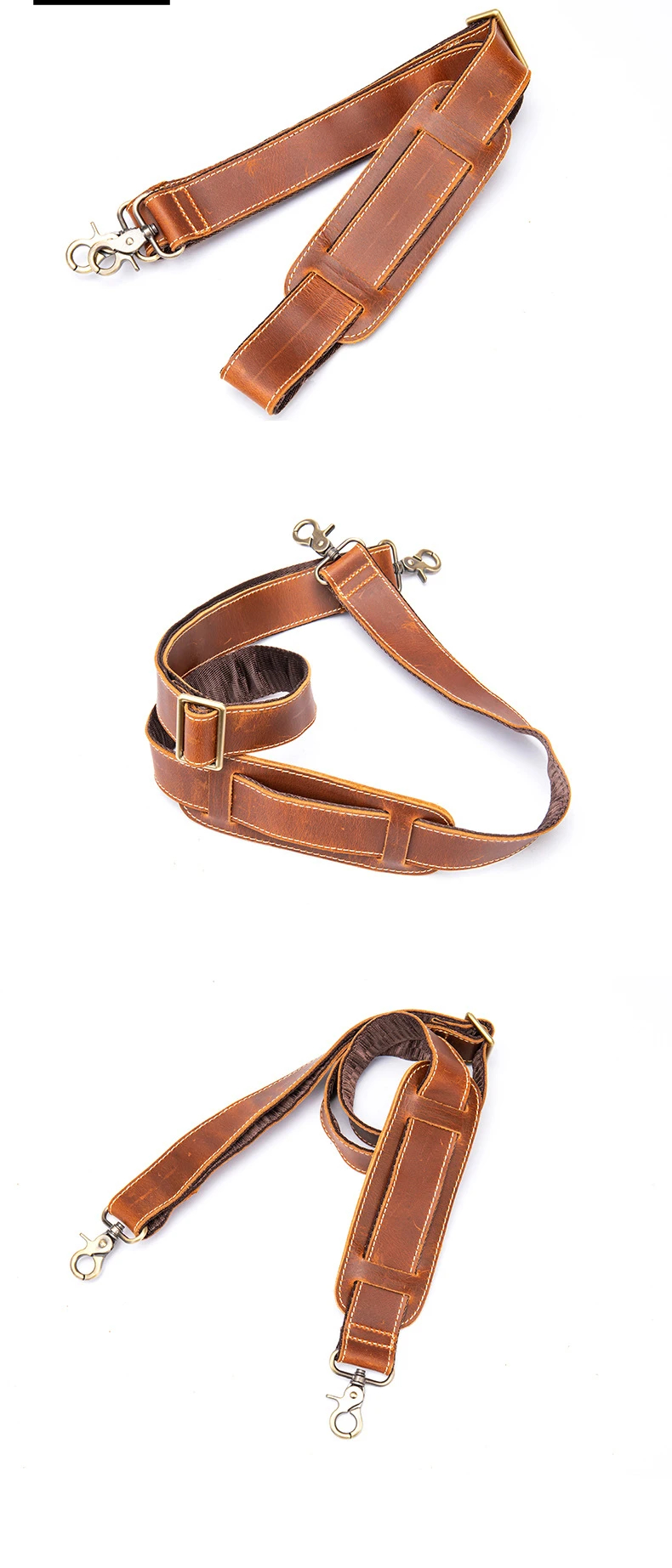 High Quality Crazy Horse Leather Shoulder Strap Genuine Leather Straps For Travel Bag Briefcase Bag Strap for Handbags
