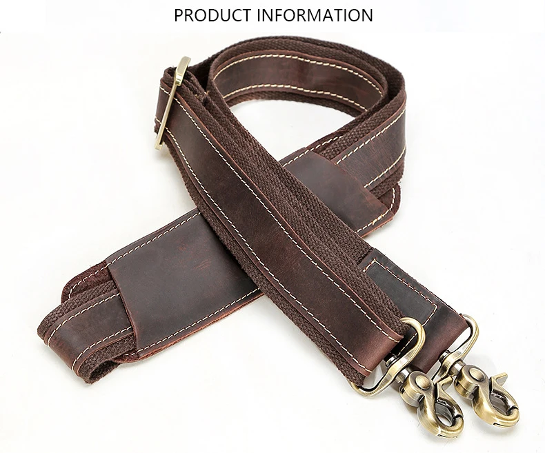 High Quality Crazy Horse Leather Shoulder Strap Genuine Leather Straps For Travel Bag Briefcase Bag Strap for Handbags