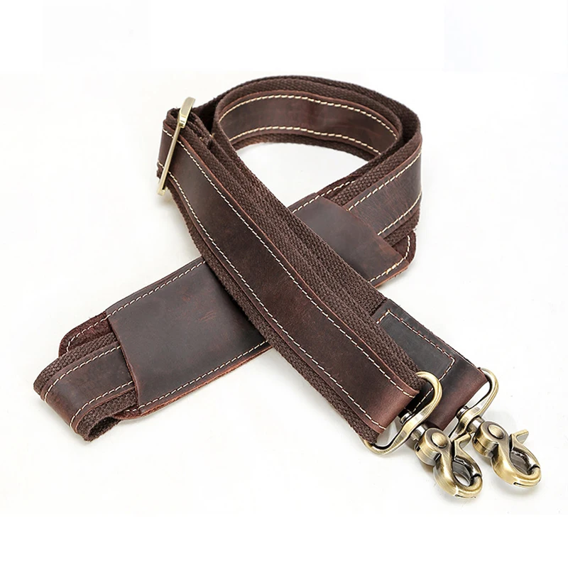 High Quality Crazy Horse Leather Shoulder Strap Genuine Leather Straps For Travel Bag Briefcase Bag Strap for Handbags