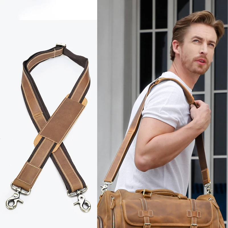 High Quality Crazy Horse Leather Shoulder Strap Genuine Leather Straps For Travel Bag Briefcase Bag Strap for Handbags