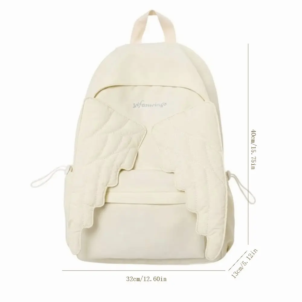 Versatile Angel Wing Backpack Solid Color Large Capacity Nylon Backpack Y2k Style Lightweight Canvas Backpack for Adults Student