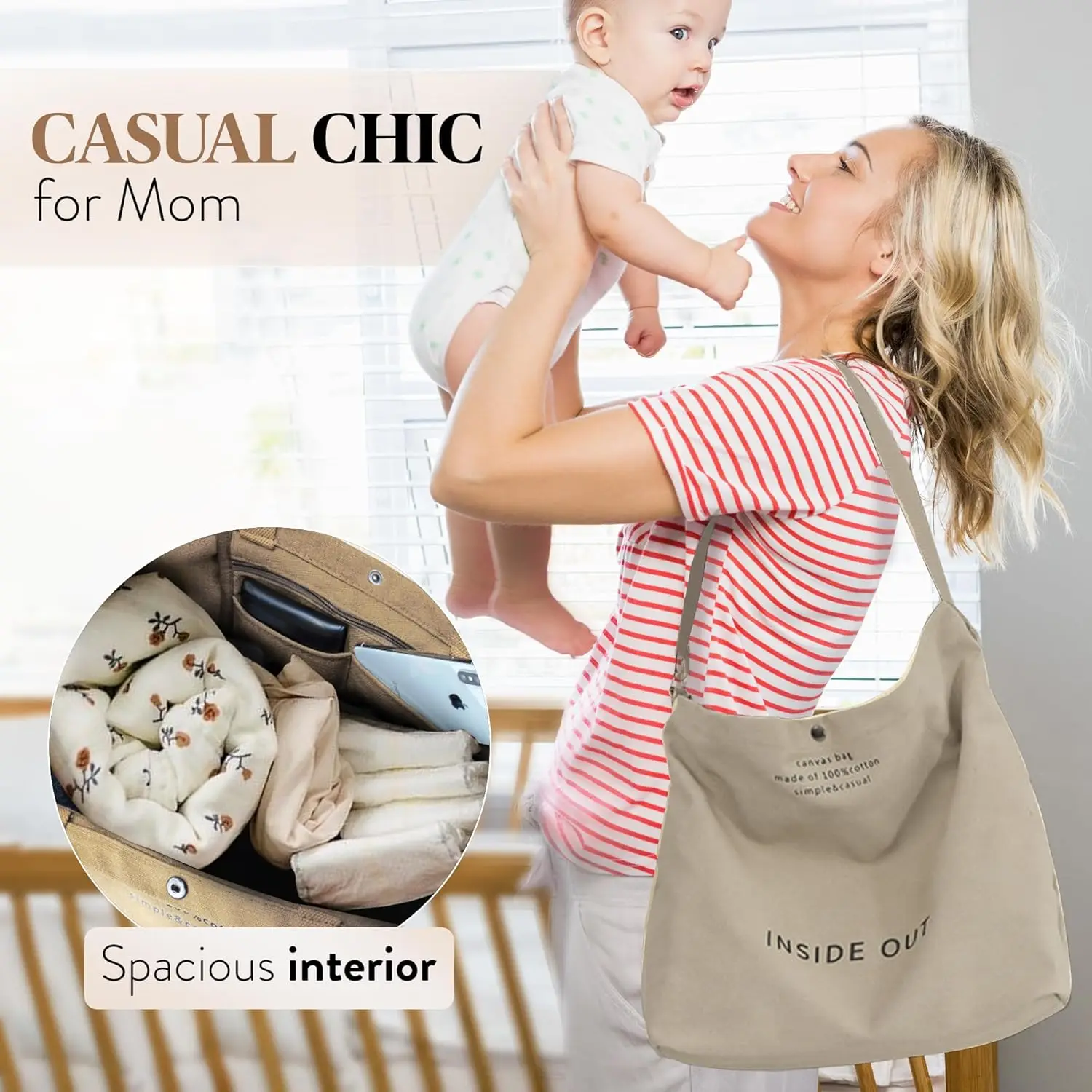 Large Tote Bag for Women, Canvas Bag Women Gift, Fashion Crossbody 16oz 100% Cotton Bag, Large Capacity Shoulder Bag pd
