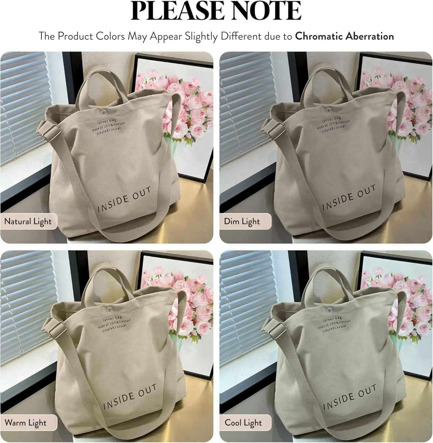 Large Tote Bag for Women, Canvas Bag Women Gift, Fashion Crossbody 16oz 100% Cotton Bag, Large Capacity Shoulder Bag pd