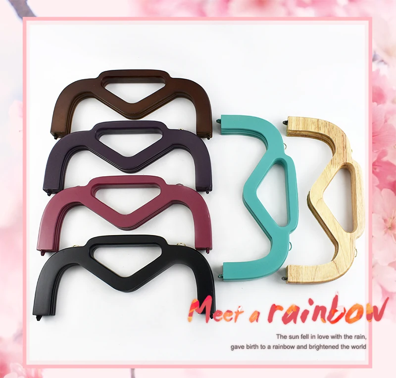 1Pc 25cm Wooden Bag Handle for Purse Frame Wallet Clourse Clip Kiss Clasp Women's Handbag DIY Sewing Bracket Bags Accessories