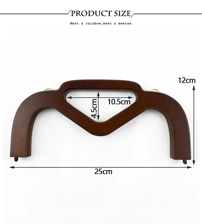 1Pc 25cm Wooden Bag Handle for Purse Frame Wallet Clourse Clip Kiss Clasp Women's Handbag DIY Sewing Bracket Bags Accessories