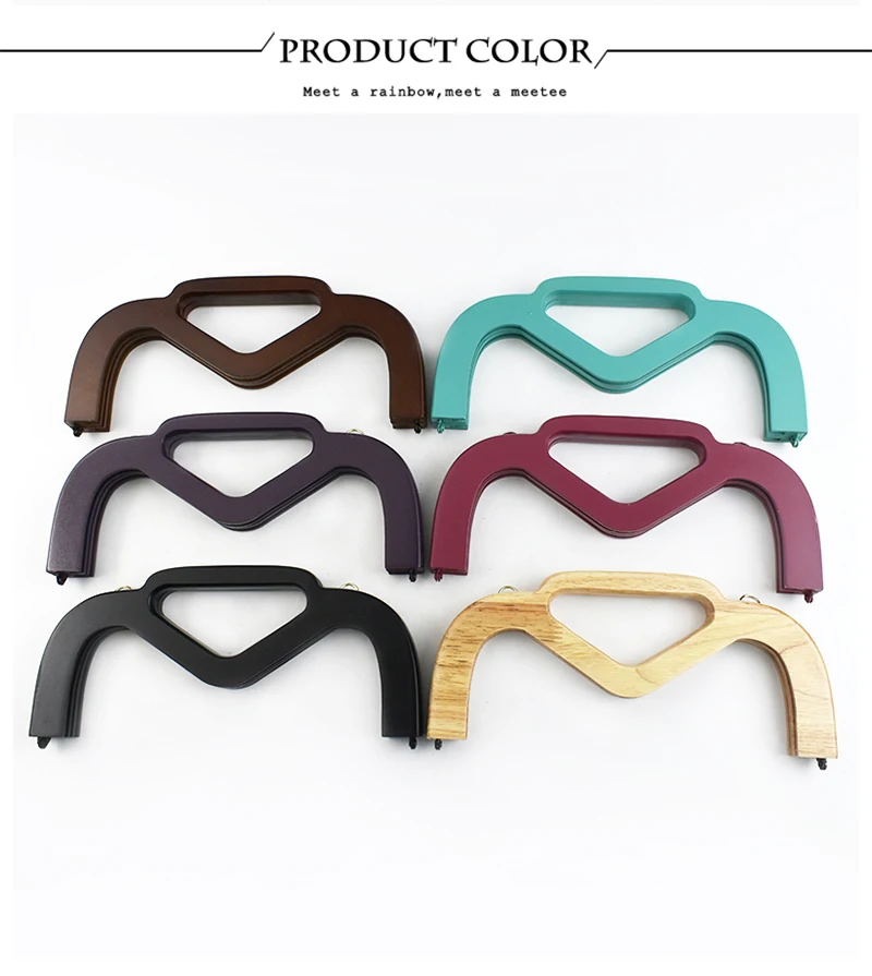 1Pc 25cm Wooden Bag Handle for Purse Frame Wallet Clourse Clip Kiss Clasp Women's Handbag DIY Sewing Bracket Bags Accessories