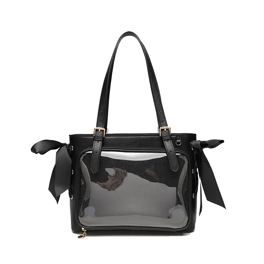 Japanese Harajuku Ita Bag for Women PU DIY Transparent Pocket Itabag High School Girls Uniform JK Crossbody Shoulder Bag Handbag