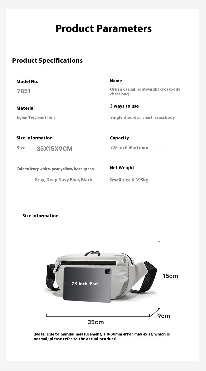 BANGE Waterproof Chest Bag Multi-Carry Modes Sling Crossbody Travel Shoulder Messenger Bag