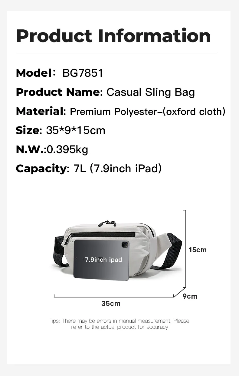 BANGE Waterproof Chest Bag Multi-Carry Modes Sling Crossbody Travel Shoulder Messenger Bag