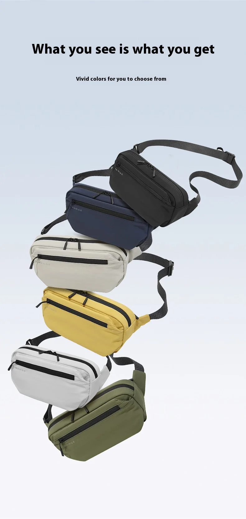 BANGE Waterproof Chest Bag Multi-Carry Modes Sling Crossbody Travel Shoulder Messenger Bag