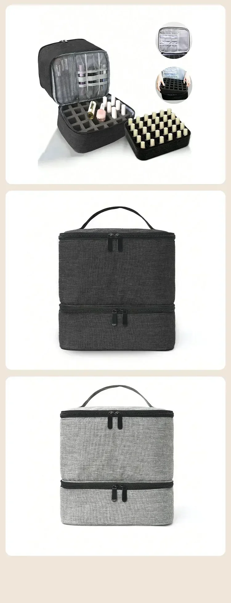 Women's Portable Double-layer Nail Polish Storage Bag Organizer Travel Essential Oil Storage Box Multi-function Storage Bag