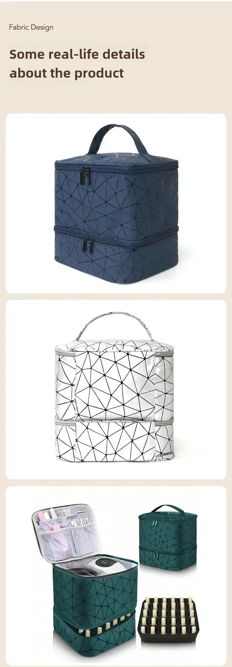 Women's Portable Double-layer Nail Polish Storage Bag Organizer Travel Essential Oil Storage Box Multi-function Storage Bag