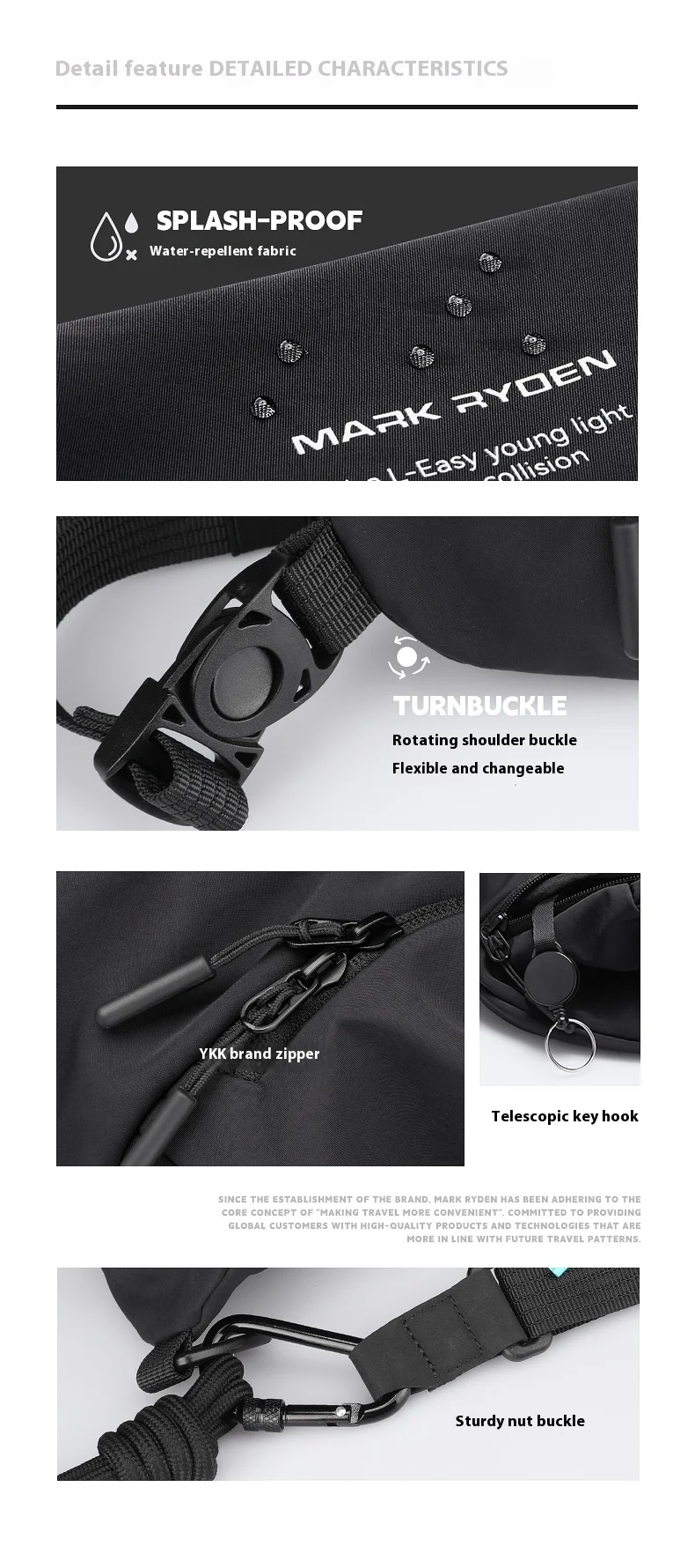 Mark Ryden Waterproof Casual Chest Bag Men Multifunction Anti-theft Men Crossbody Bag New FashionTravel Chest Bag Pack Male