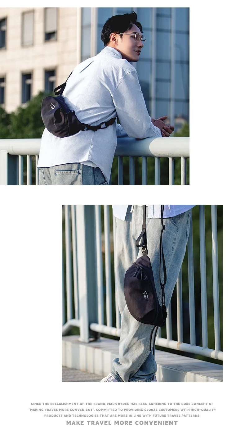 Mark Ryden Waterproof Casual Chest Bag Men Multifunction Anti-theft Men Crossbody Bag New FashionTravel Chest Bag Pack Male