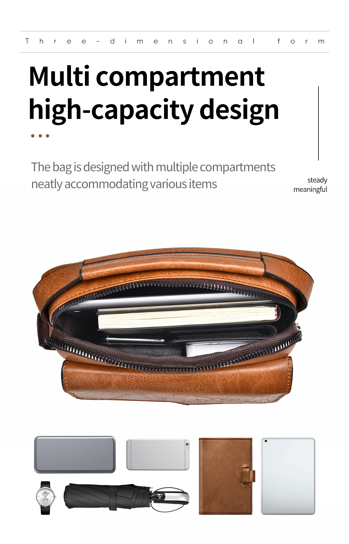 2024 New Luxury Brand Men Crossbody Bag Leather Shoulder Bag For Men Handbags Brown Business Large Capacity Messenger Side Bags