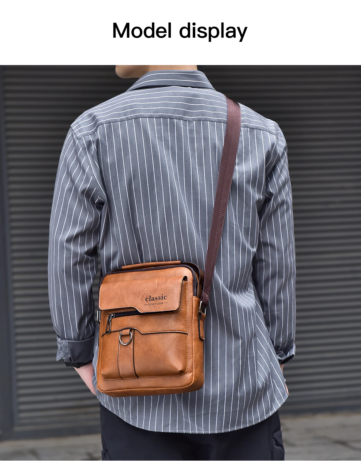 2024 New Luxury Brand Men Crossbody Bag Leather Shoulder Bag For Men Handbags Brown Business Large Capacity Messenger Side Bags