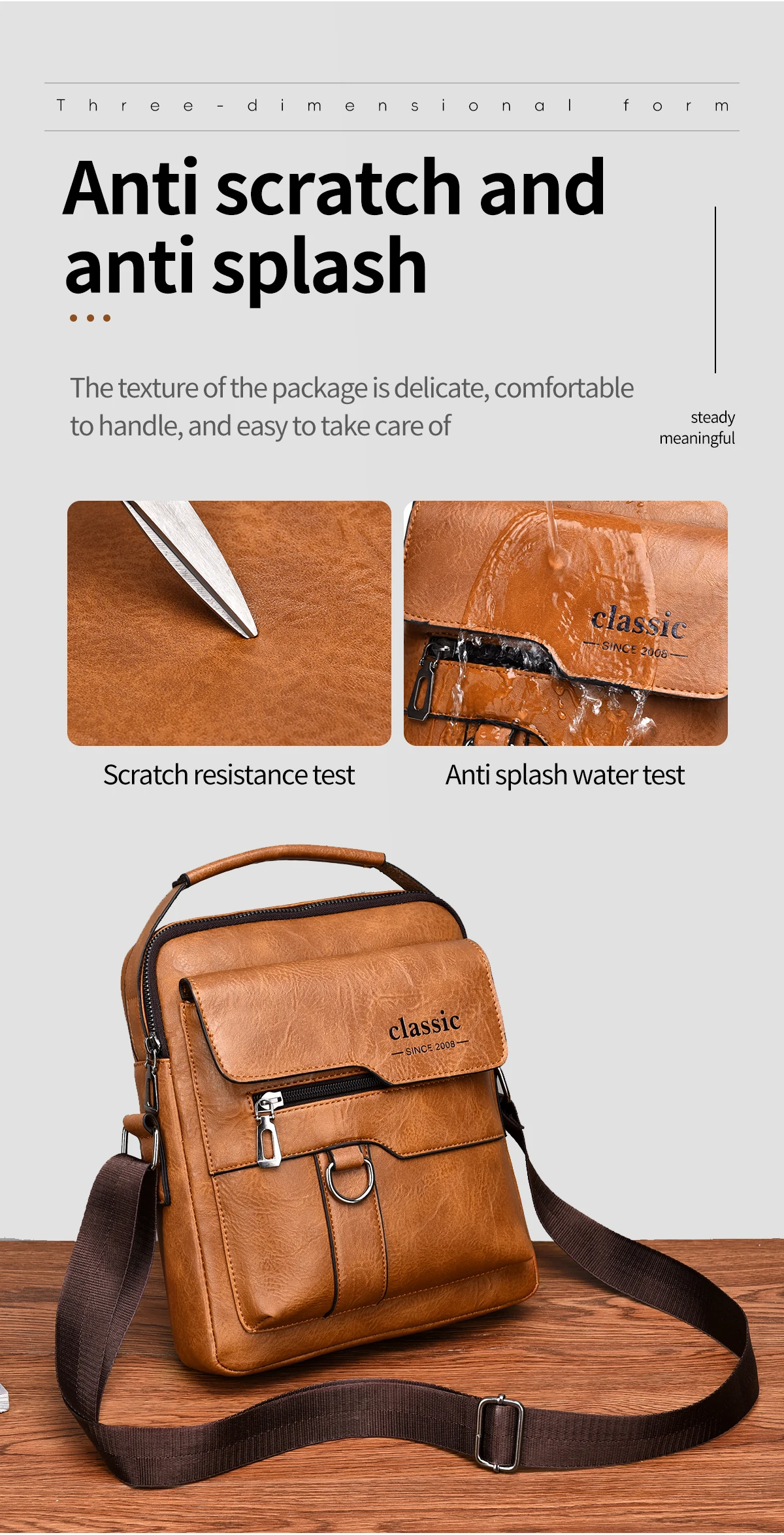 2024 New Luxury Brand Men Crossbody Bag Leather Shoulder Bag For Men Handbags Brown Business Large Capacity Messenger Side Bags