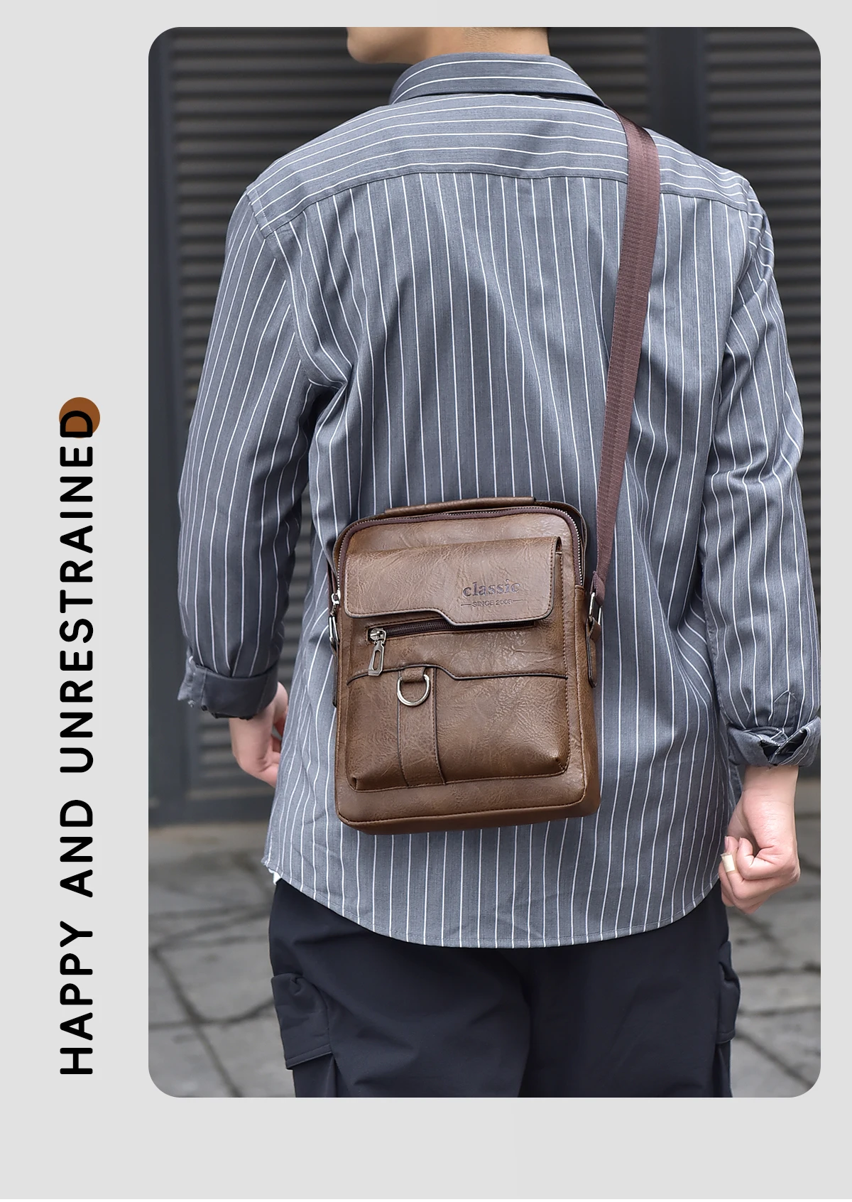 2024 New Luxury Brand Men Crossbody Bag Leather Shoulder Bag For Men Handbags Brown Business Large Capacity Messenger Side Bags