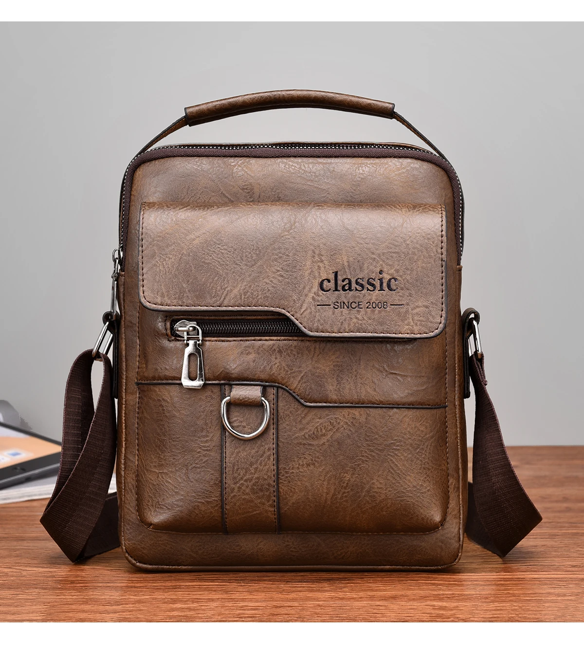 2024 New Luxury Brand Men Crossbody Bag Leather Shoulder Bag For Men Handbags Brown Business Large Capacity Messenger Side Bags