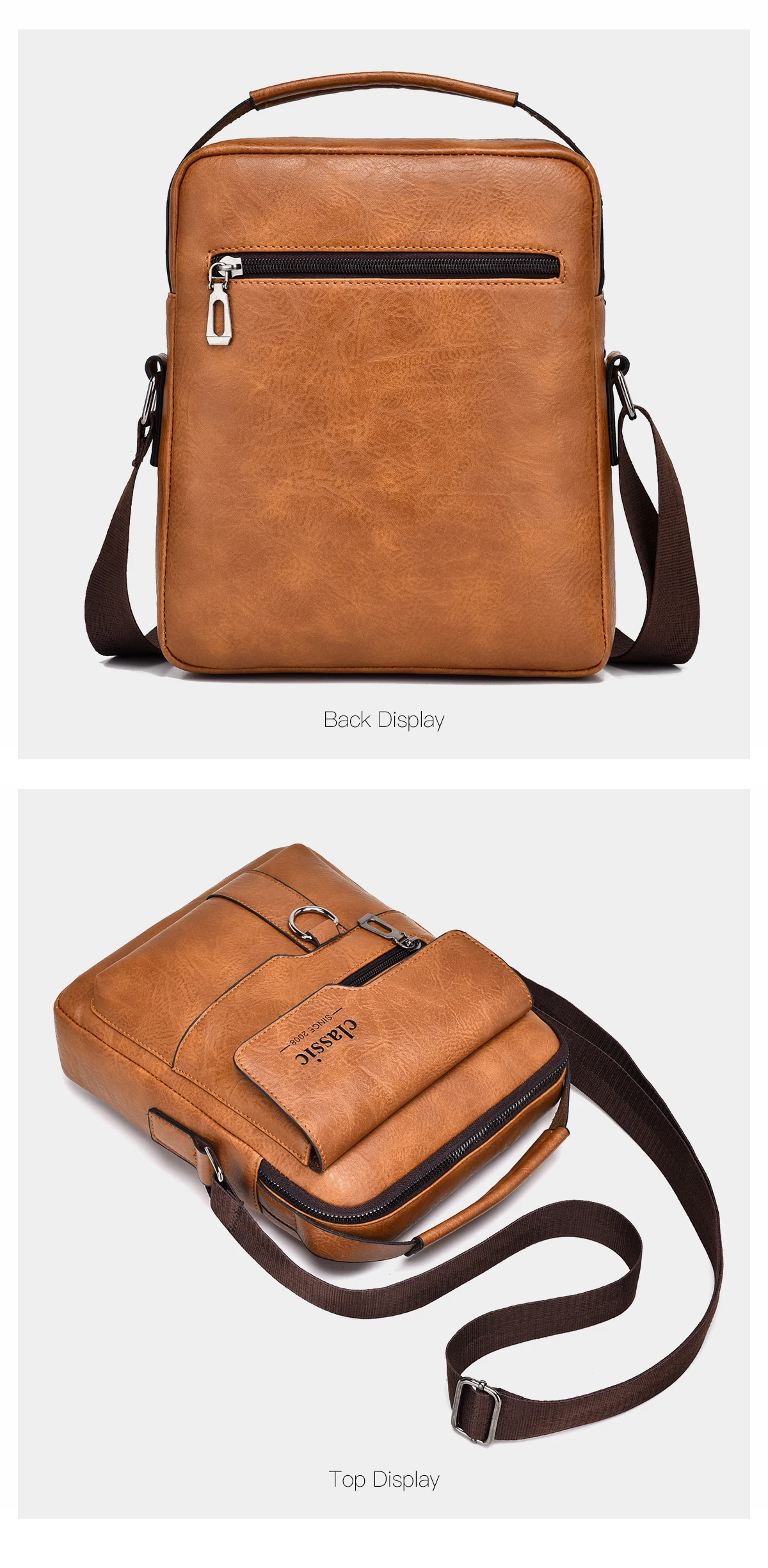 2024 New Luxury Brand Men Crossbody Bag Leather Shoulder Bag For Men Handbags Brown Business Large Capacity Messenger Side Bags